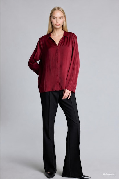 Regular Fit Satin Long Sleeve Shirt