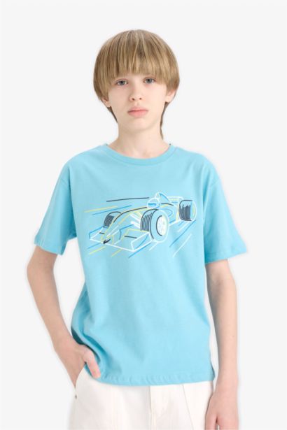 تيشيرت أولاد نص كم قصة عادية برقبة مستديرة