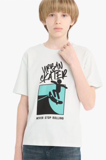 T-shirt imprimé à col rond et manches courtes pour garçon