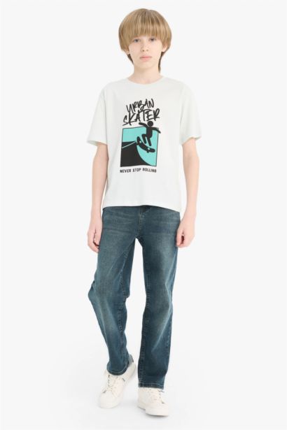 T-shirt imprimé à col rond et manches courtes pour garçon