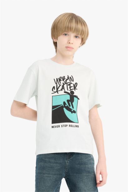 T-shirt imprimé à col rond et manches courtes pour garçon