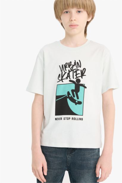 T-shirt imprimé à col rond et manches courtes pour garçon