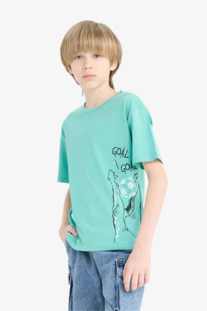 T-shirt imprimé à manches courtes et col rond pour garçon