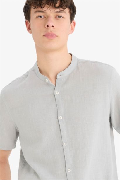 Regular Fit Polo Collar Cotton Shirt