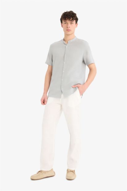 Regular Fit Polo Collar Cotton Shirt