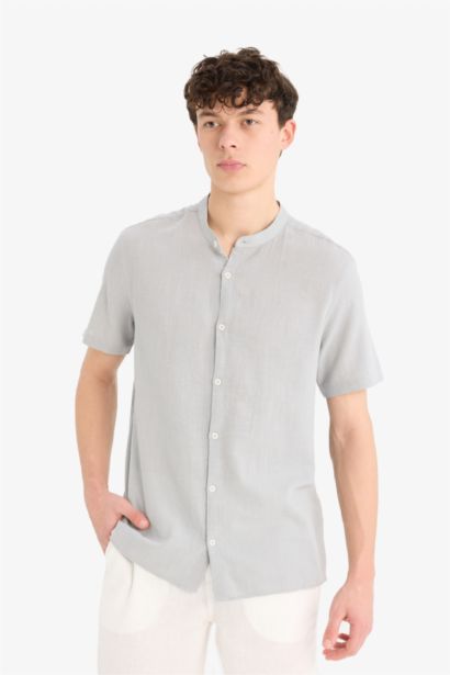 Regular Fit Polo Collar Cotton Shirt