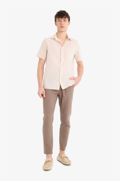 Regular Fit Polo Collar Cotton Shirt