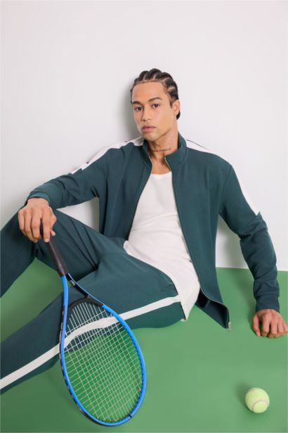 Standard Fit Stand Collar Zip-Up Sweatshirt