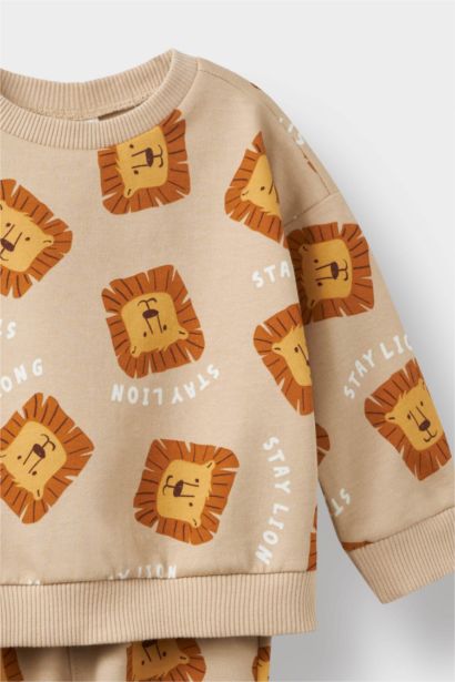 Baby Boy Patterned Sweatshirt Sweatpants 2 Piece Set