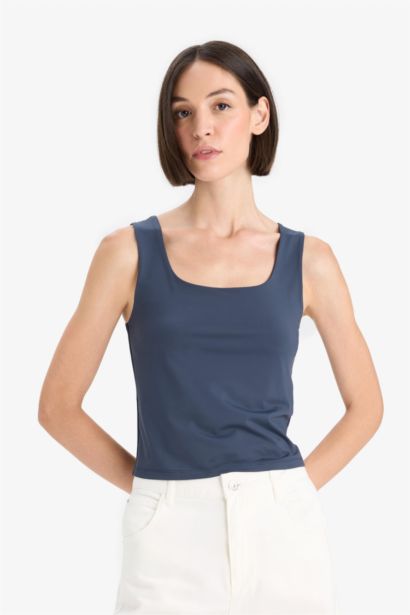 Slim Fit Square Neck Basic Tank Top