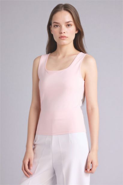Slim Fit Basic Square Collar Tank Top