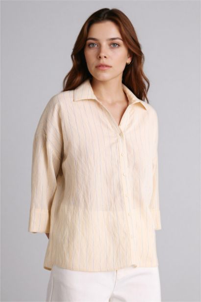 Regular Fıt Gömlek Yaka Uzun Kollu Gömlek