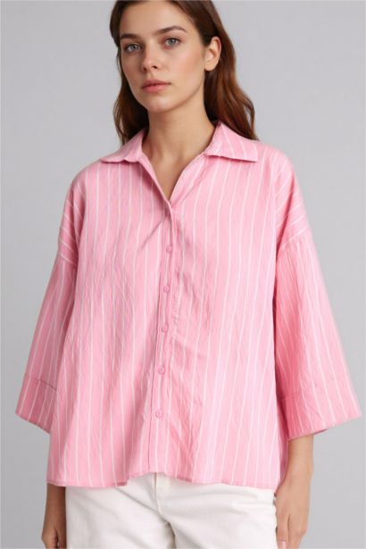 Regular Fıt Gömlek Yaka Uzun Kollu Gömlek