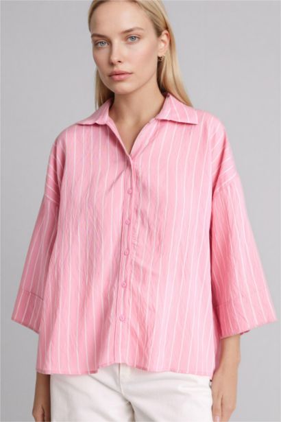 Çizgili Yarım Kollu Gömlek