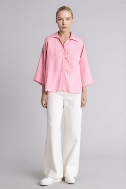 Çizgili Yarım Kollu Gömlek