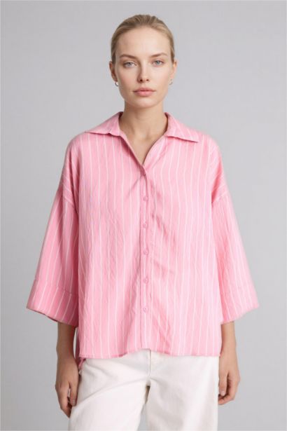 Çizgili Yarım Kollu Gömlek