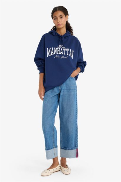 Оверсайз, свободный покрой, толстовка с капюшоном и принтом, толстая