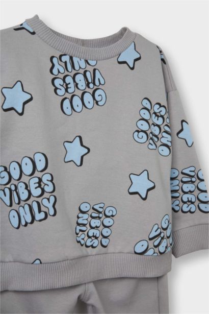 Baby Boy Patterned Sweatshirt Bottoms 2 Piece Set