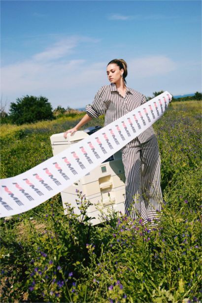 Afra x DeFacto Wide Leg Çizgili Kumaş Pantolon Çift Cepli Yüksek Bel Geniş Paça