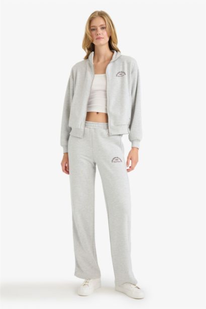 Straight Fit Printed Thick Sweatpants