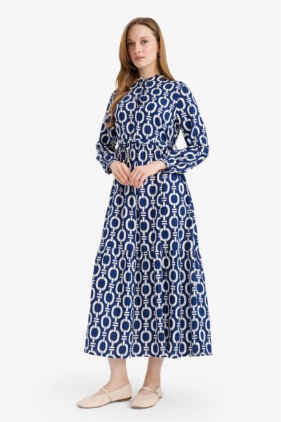 Regular Fit Printed Viscose Dress