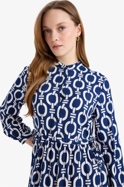 Regular Fit Printed Viscose Dress