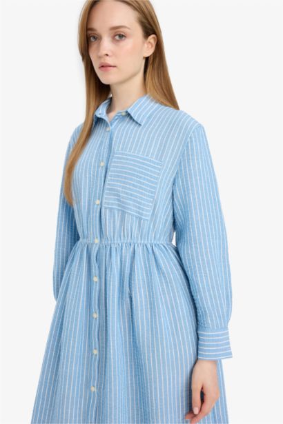 Robe à col chemise et manches longues