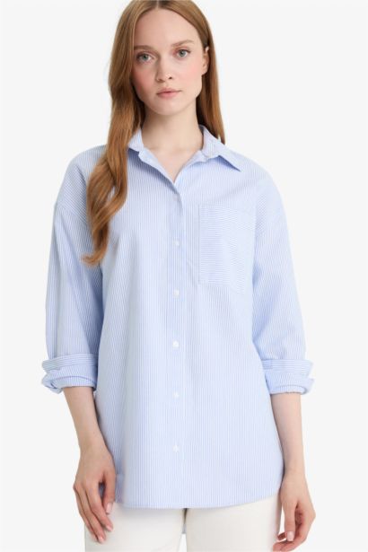Tunique en oxford à manches longues Coupe décontractée