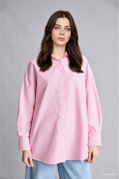 Relaxed Fit Oxford Long Sleeve Tunic