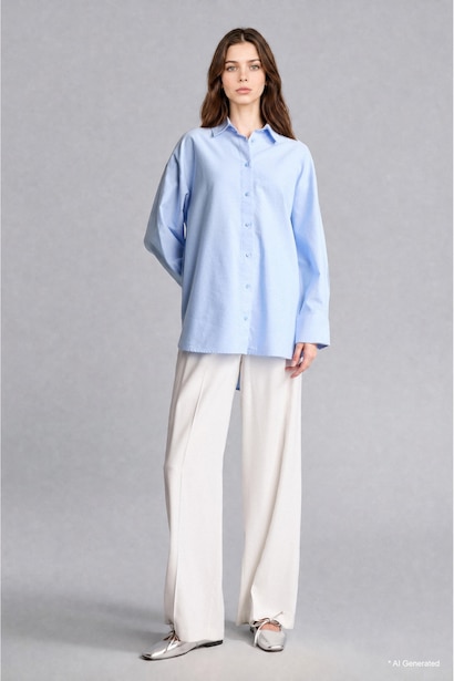 Relaxed Fit Oxford Long Sleeve Tunic