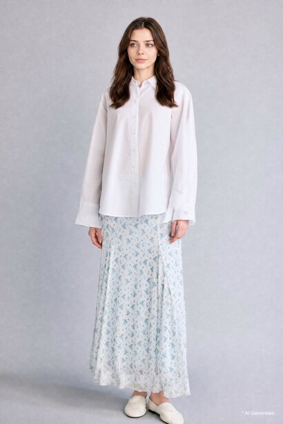 Relaxed Fit Poplin Long Sleeve Tunic