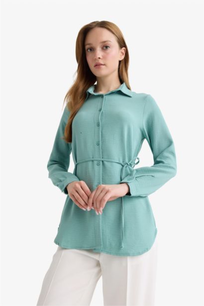 Regular Fit Shirt Collar Long Sleeve Tunic