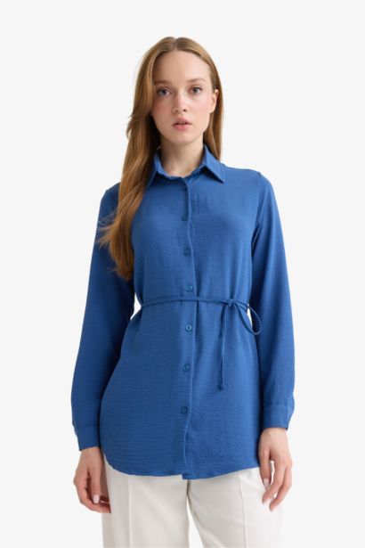 Regular Fit Shirt Collar Long Sleeve Tunic