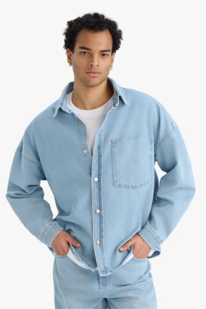 Oversize Fit Denim Long Sleeve Shirt