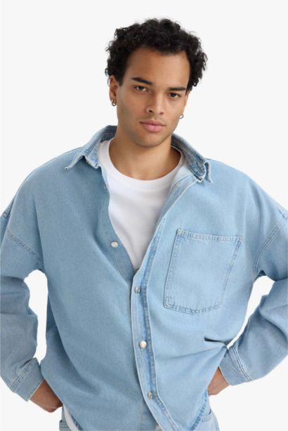 Oversize Fit Denim Long Sleeve Shirt
