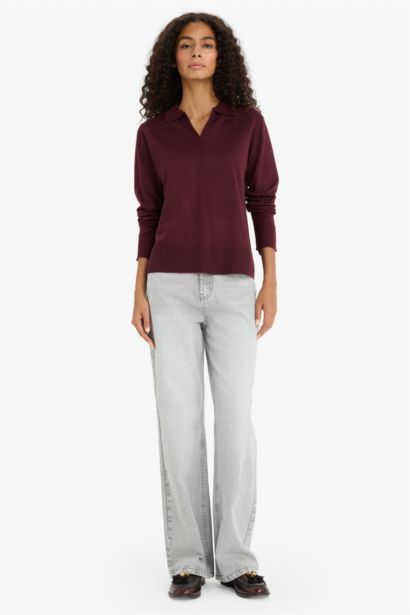 Трикотажный свитер Regular Fit с воротником-поло