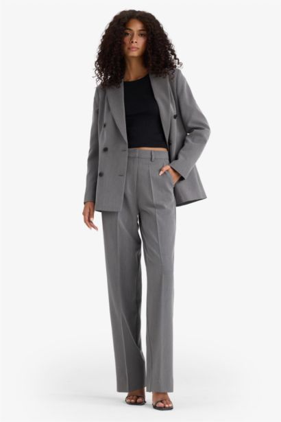 High Waist Straight Fit Trousers