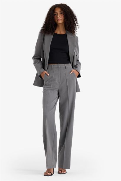 High Waist Straight Fit Trousers