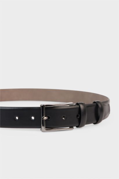 Ceinture en similicuir à boucle rectangulaire pour homme