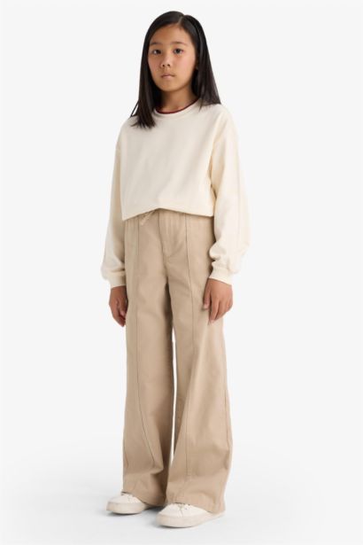 Girl Wide Leg Cotton Trousers