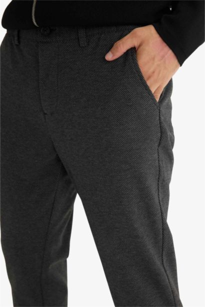 Straight Fit Regular Hem Combed Cotton Trousers