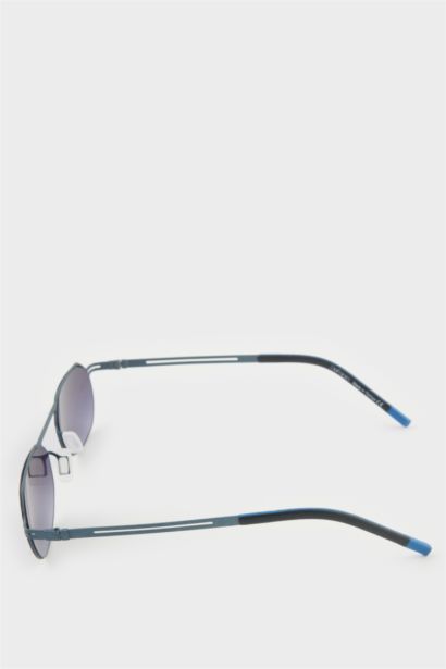 Erkek Küçük Oval Siyah Metal Çerçeve Siyah Cam UV Güneş Gözlüğü