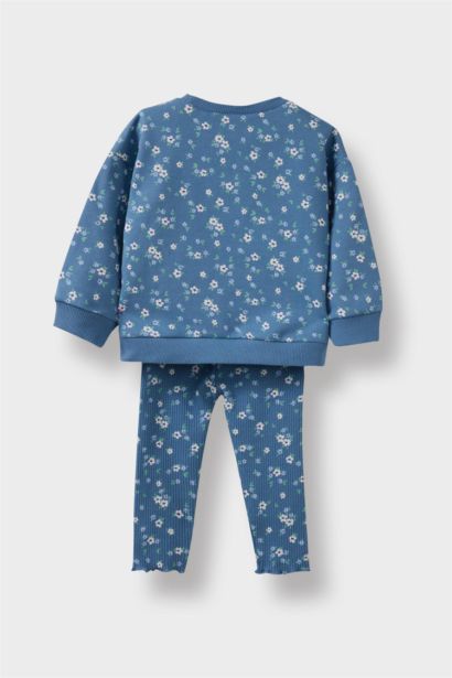 Baby Girl Floral Patterned Sweatshirt Leggings 2 Piece Set