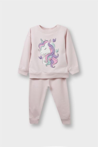 Baby Girl Unicorn Printed Soft Lining Sweatshirt Sweatpants 2 Piece Set