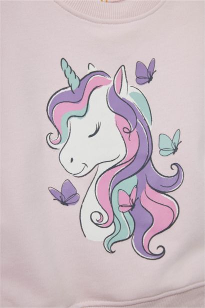 Baby Girl Unicorn Printed Soft Lining Sweatshirt Sweatpants 2 Piece Set