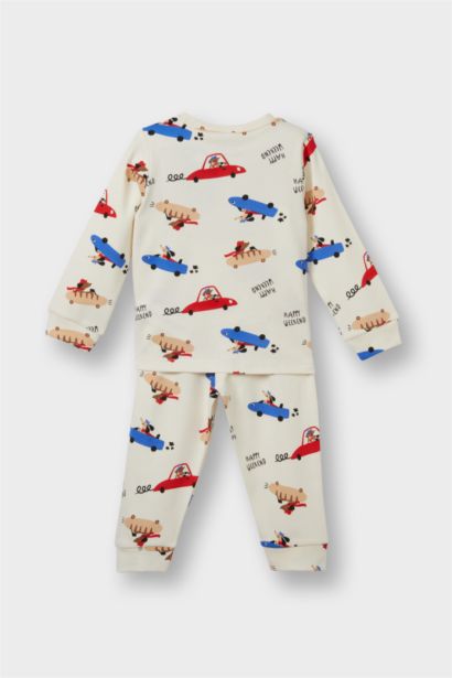 Baby Boy Vehicle Printed Long Sleeve 2 Piece Pajama Set