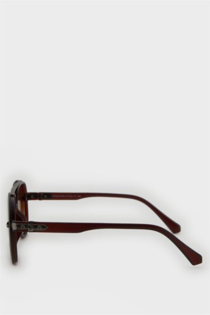 Erkek Oval Plastik Kahve Çerçeve Kahve Cam UV Güneş Gözlüğü