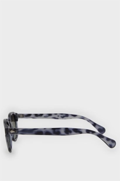 Erkek Yuvarlak Desenli Plastik Çerçeve Siyah Cam Polarize Güneş Gözlüğü