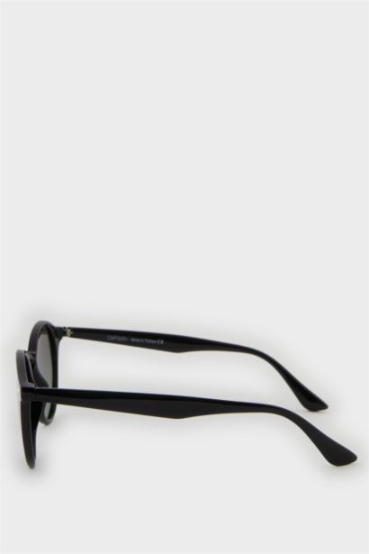 Erkek Yuvarlak Siyah Plastik Çerçeve Siyah Cam Polarize Güneş Gözlüğü