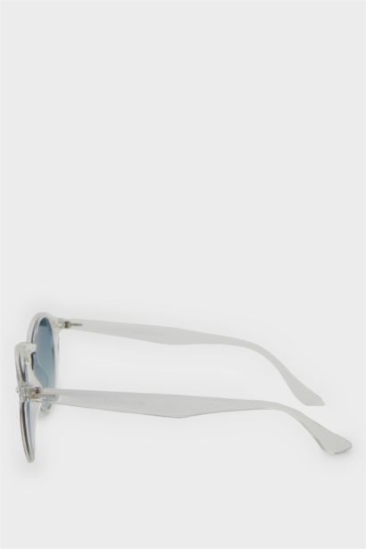 Erkek Yuvarlak Şeffaf Plastik Çerçeve Şeffaf Cam Polarize Güneş Gözlüğü